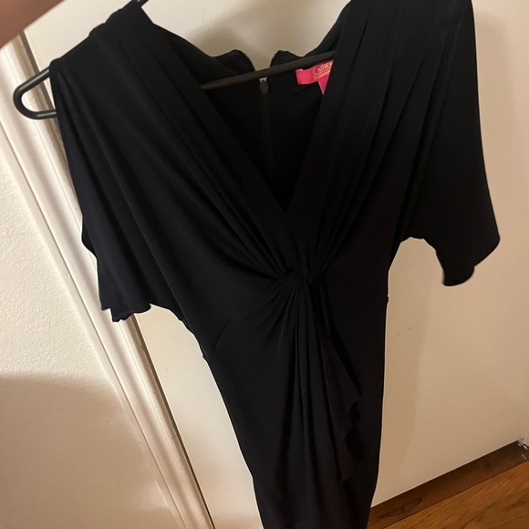Black Unique Sleeves Catherine Malandrino Designer Midi Length Dress - Picture 4 of 7